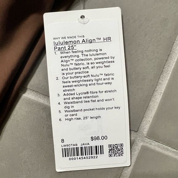 Lululemon Java Align Pant 25” Sz 8 - Picture 3 of 4
